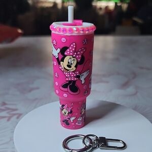 Pink Minnie Mouse Tumbler Keychain